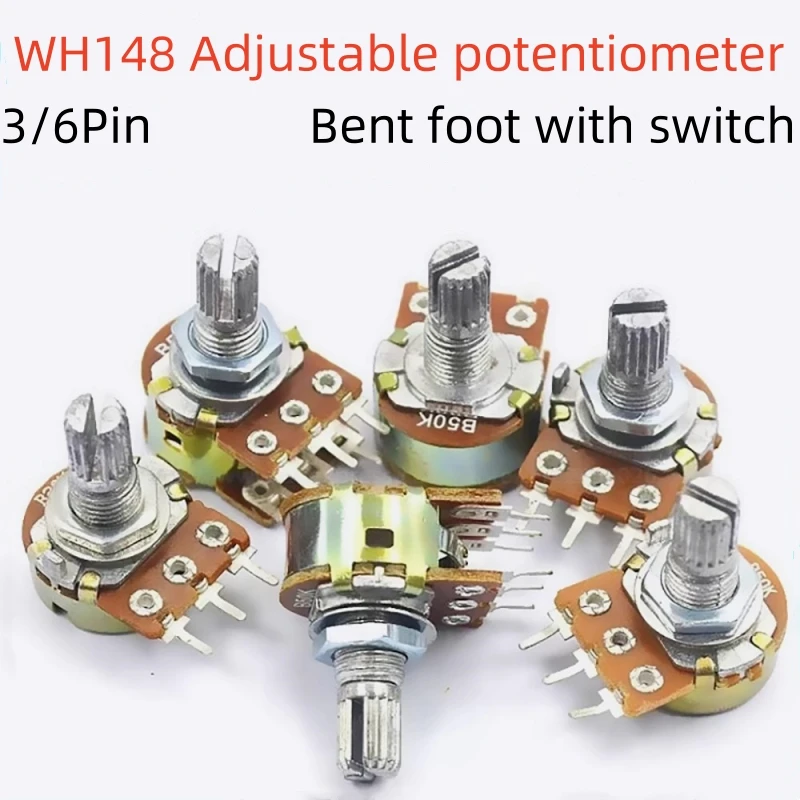 

5PCS WH148 Single and double adjustable potentiometer B1K2K5K10K50K100K200K250K500K short handle long handle