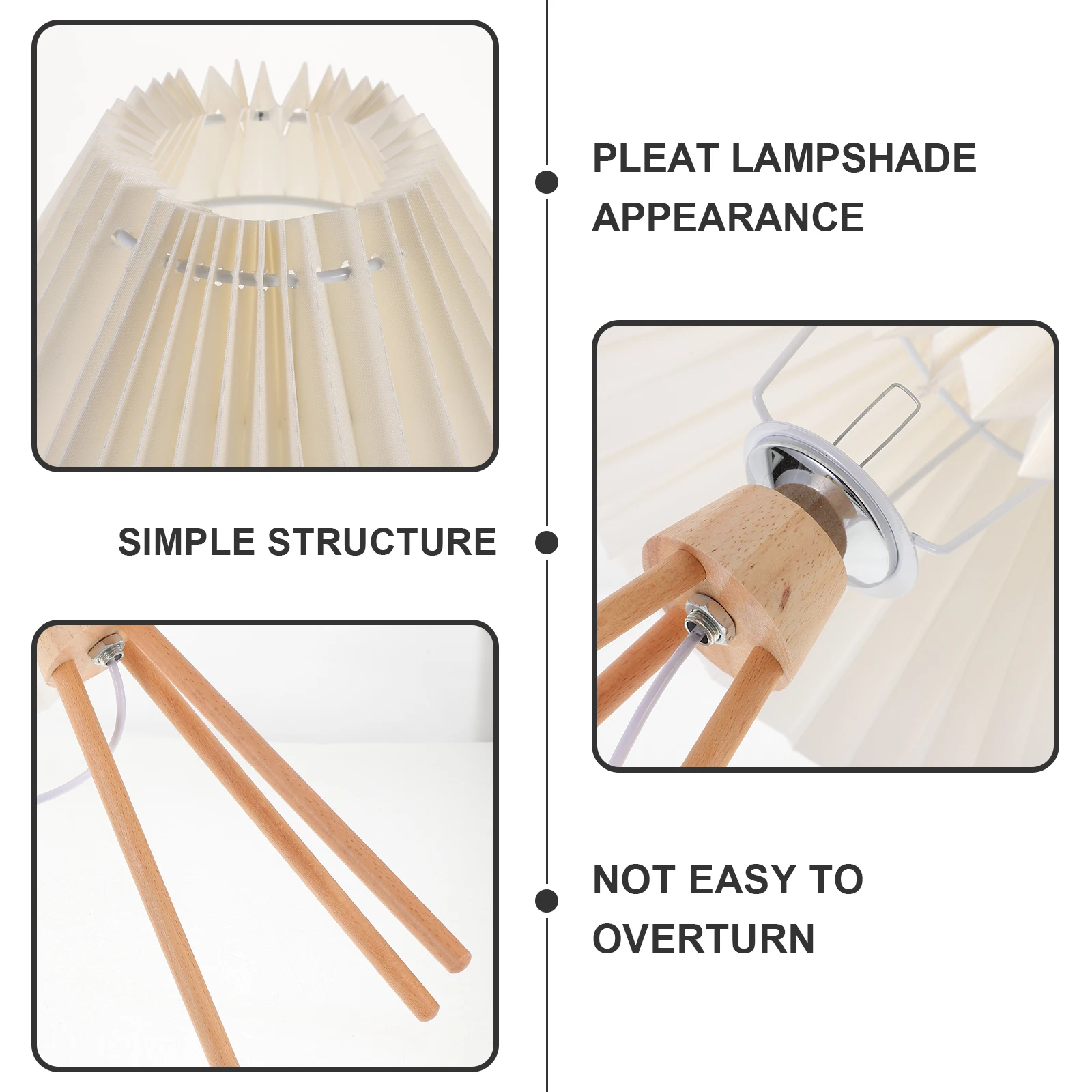 

Retro Pleat Lampshade Table Lamp Exquisite Decorative Bedroom Bedside Light Creative Indoor Room Desk Adornment Stable Compact