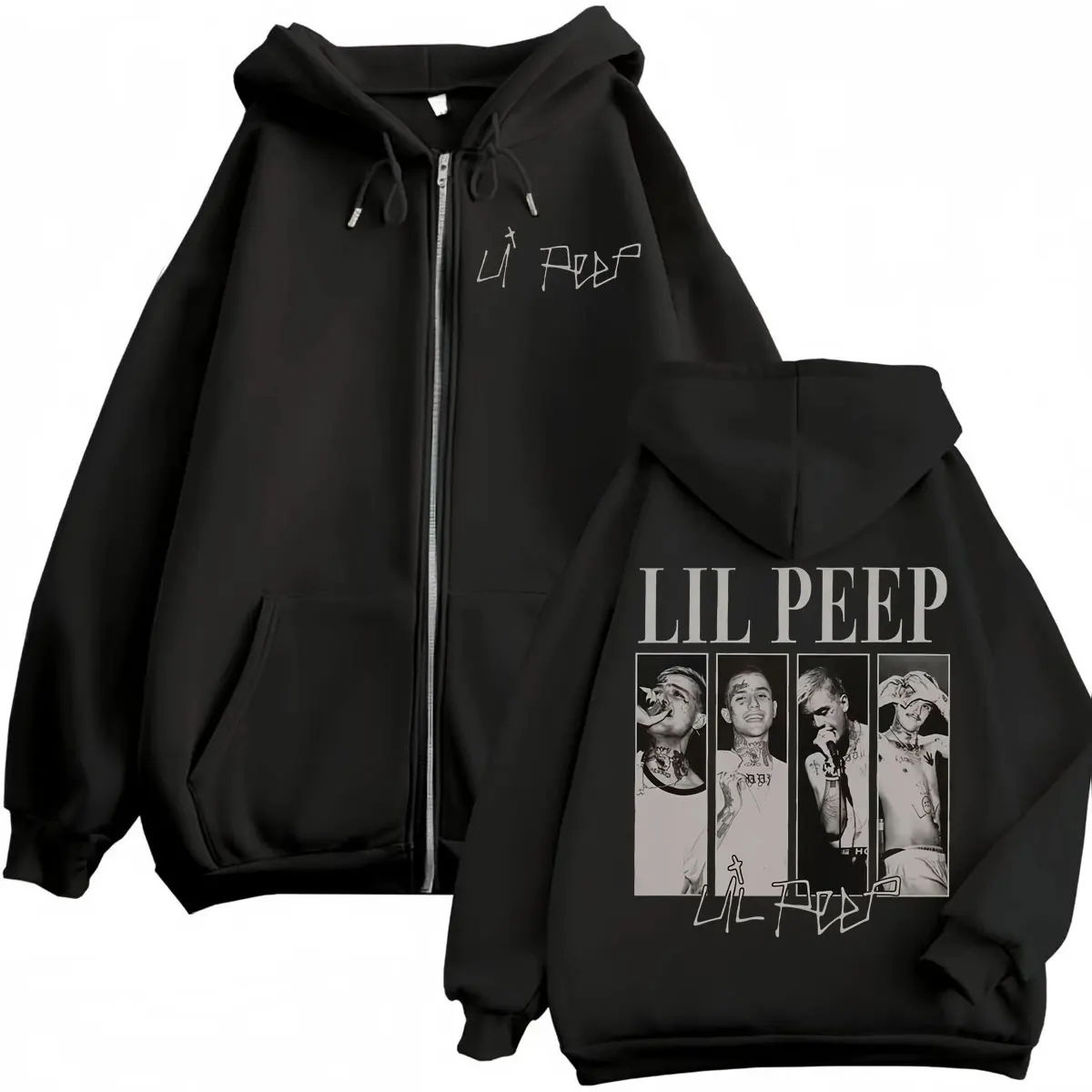 Rapper Lil Peep Merch Zipper Hoodies Hip Hop Vintage Zip Up Hooded Sweatshirts Men Women Clothing High Quality Fashion Pullovers