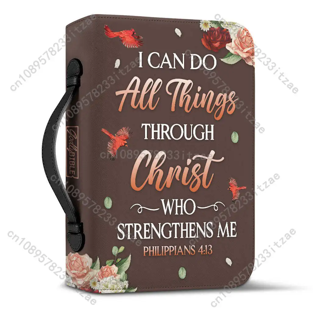 2024 Personalized Bible Bag for Ladies I Can Do All Things Through Christ Who Strenthens Me Knight Print Women's Bible Covers