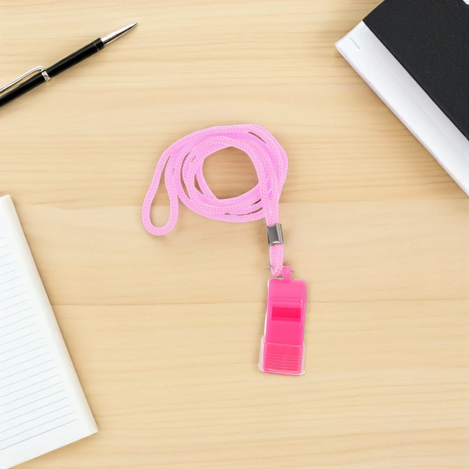 6Pcs Pink Plastic Whistles with Lanyard Mouthpiece Loud 120Db High-Pitched Whistle for Coaches Referees Teachers