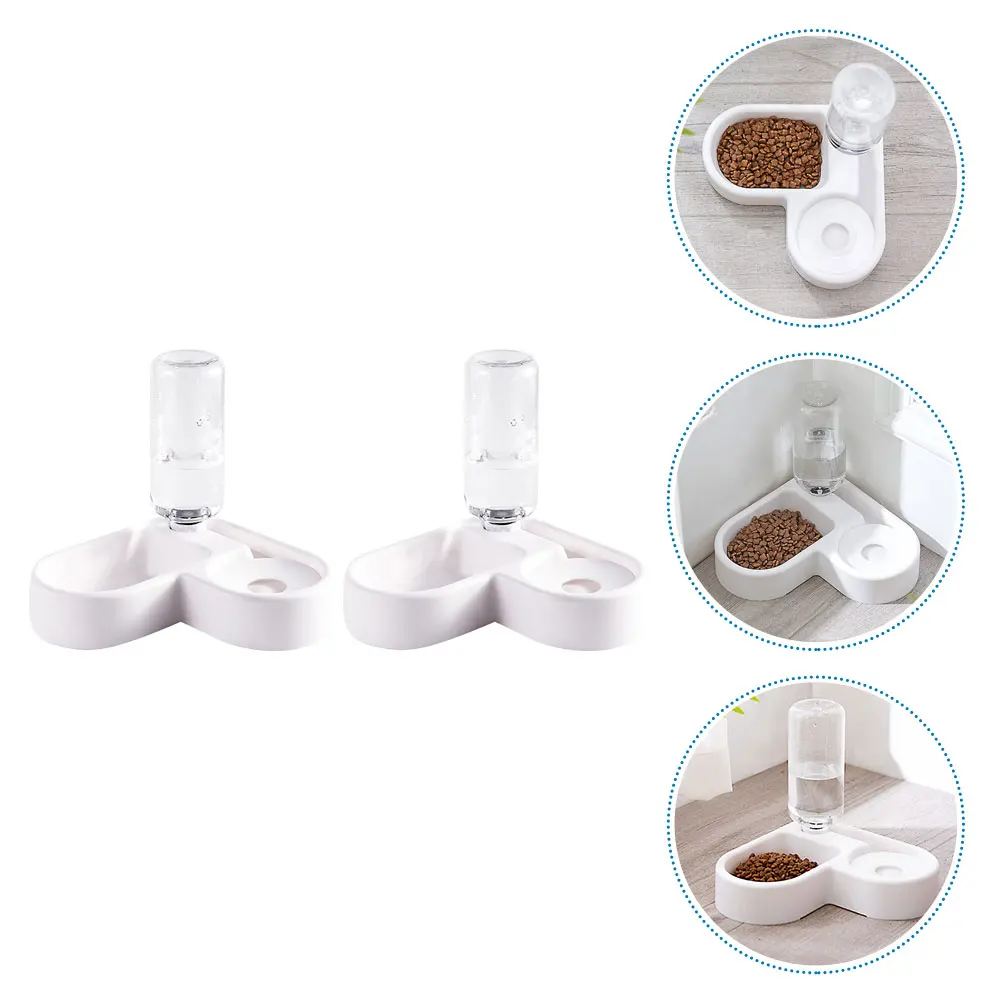 

2 Pcs Automatic Pet Feeder Durable Smooth Surface Large Dog Bowl Food Water Container Anti Slip Design Home Pet Supplies