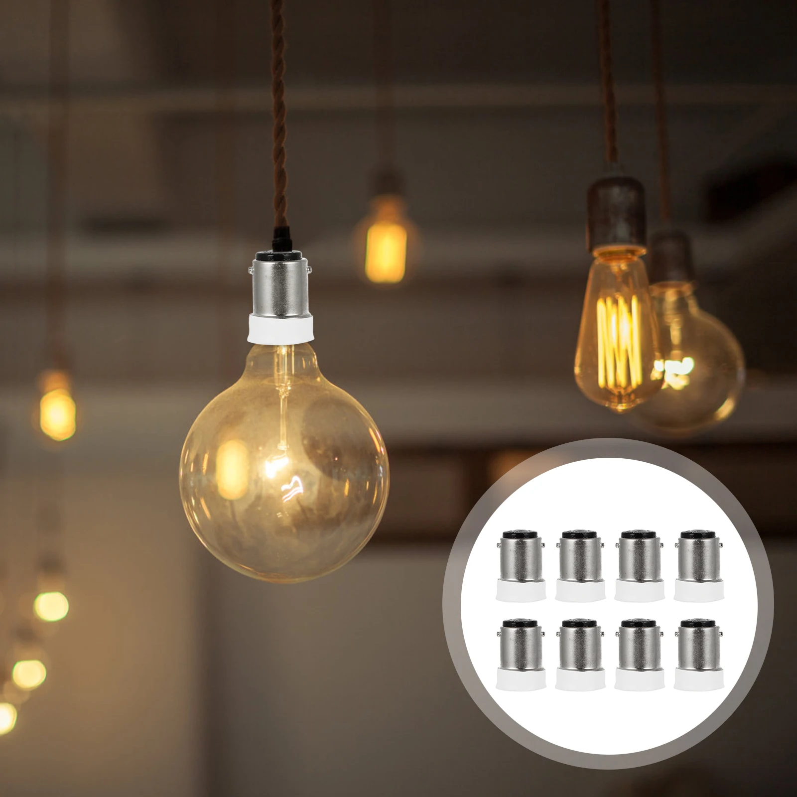 

8pcs B15 to E14 Bulb Holder Converter Screw Lamp Adapter White Light Bulbs Banquet Pink LED Light Bulb Base Socket