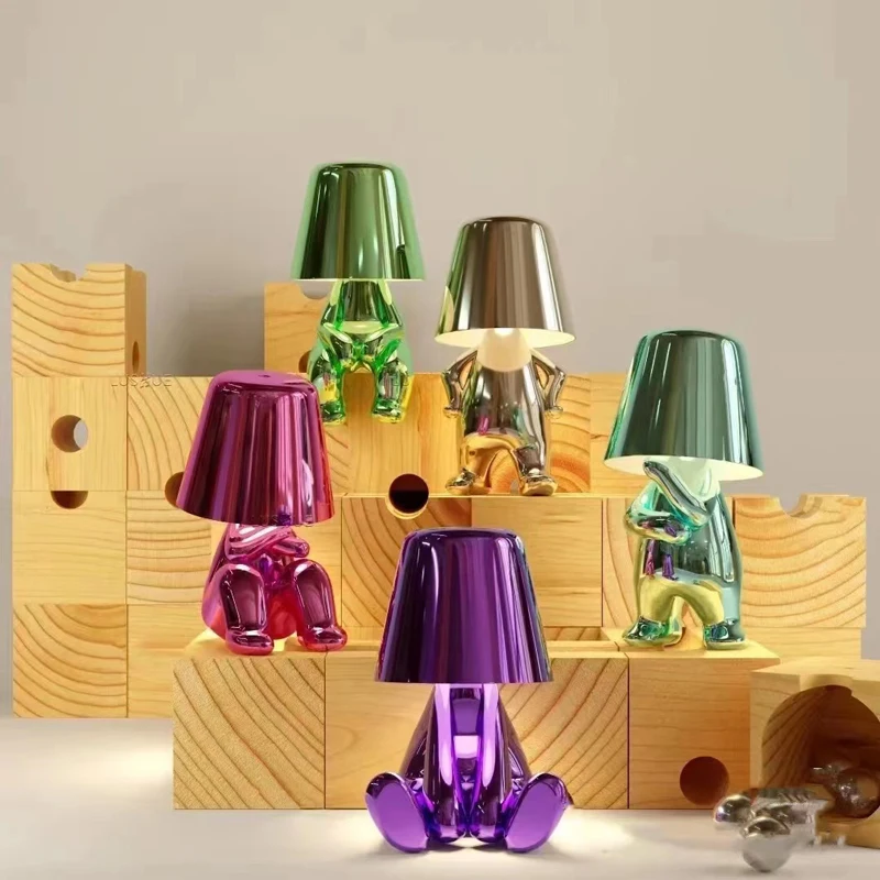 

Перезаряжаемая настольная лампа Thinker Xiaojinren, прикроватная декоративная лампа для спальни, отеля, ресторана