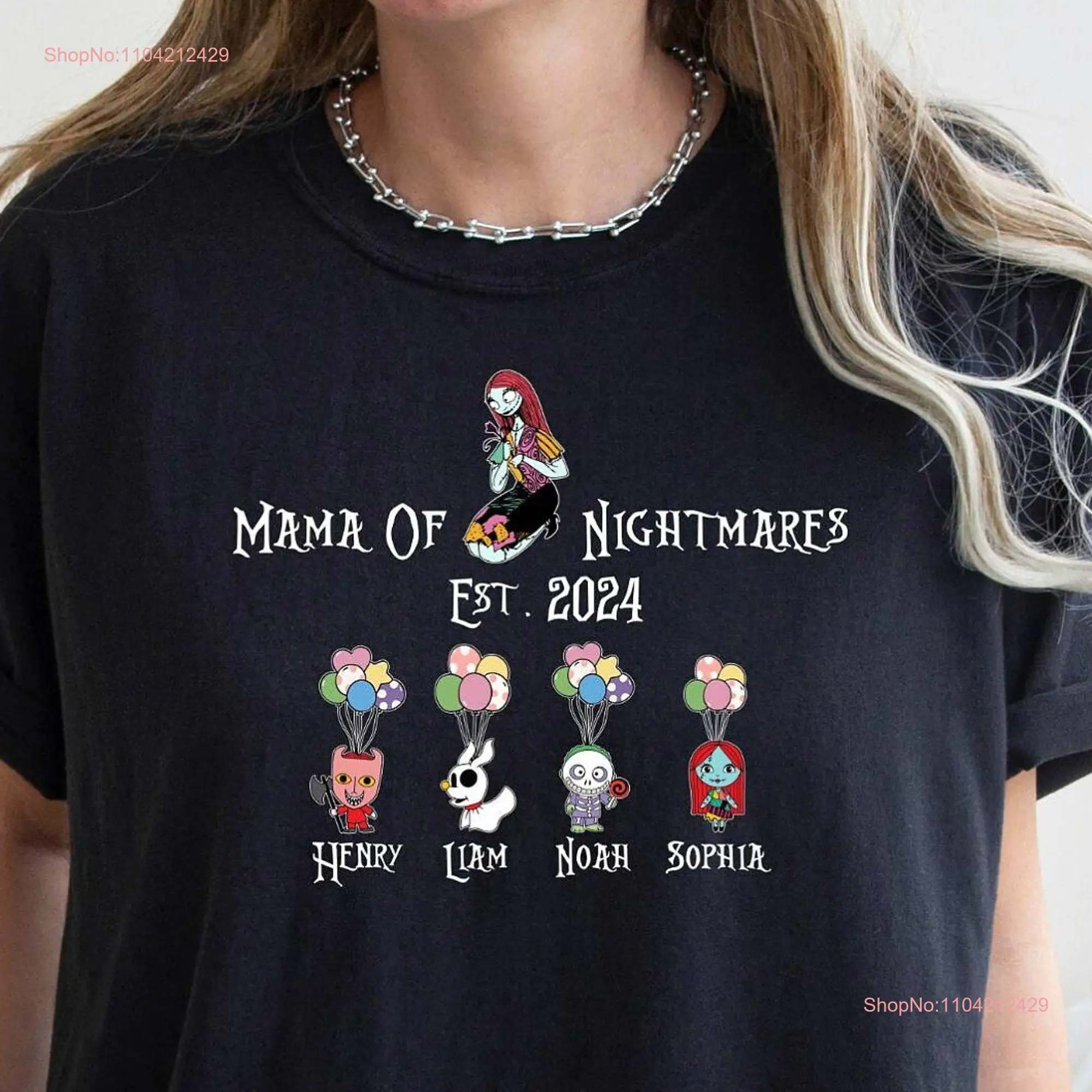 Mama Of Nightmares T shirt Horror Personalized Mom Comfort Colors Mothers Day Kids Name long or short sleeves