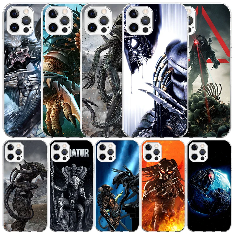 Alien Vs Predator Painted Phone Case For IPhone 16 15 14 13 12 11 Pro Max Mini 16E XR XS X 7 Plus 8 + SE 2020 Soft TPU Back Cove