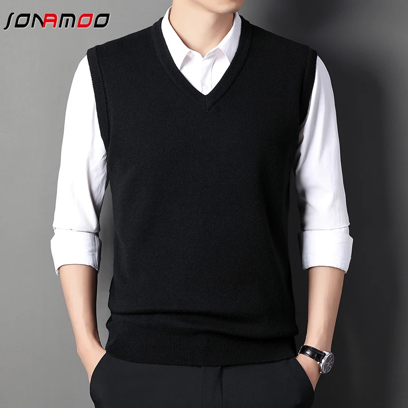 Men\'s Solid Color Sweater Vest Casual Fashion Warm Top