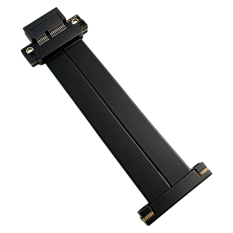 PCIE 4.0 X1 Riser Cable 10CM 180 Degree Slot To 90 Degree Gold Finger PCIe 4.0 1X Right‑Angle Ribbon Extender For Expansion Card
