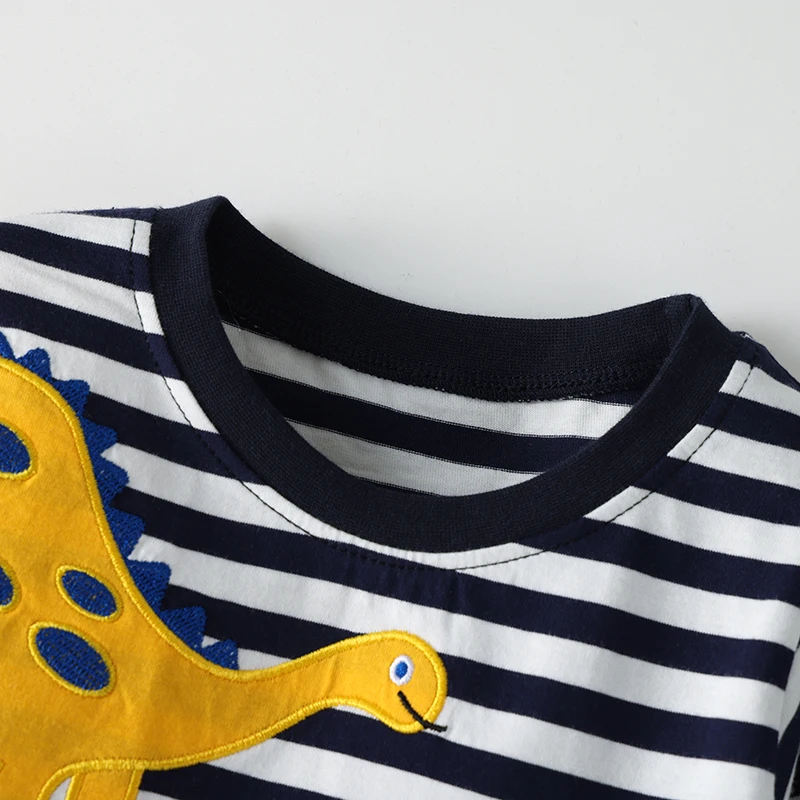 Little maven Kinderkleidung 2026 Herbst Frühling Baumwolle Baby Jungen Langarm Cartoon Dinosaurier Gestreifte T-Shirts Kinderbekleidung – Detail 4