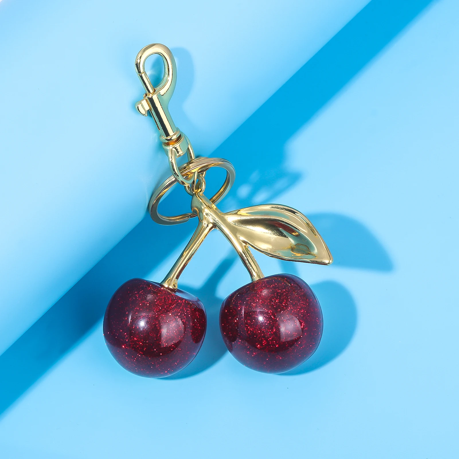 Exquisite Cherry Fruit Bag Charm Key chain Red Cherry Keyring for Elegant Women Backpack Purse Pendant Jewelry Accessories Gift