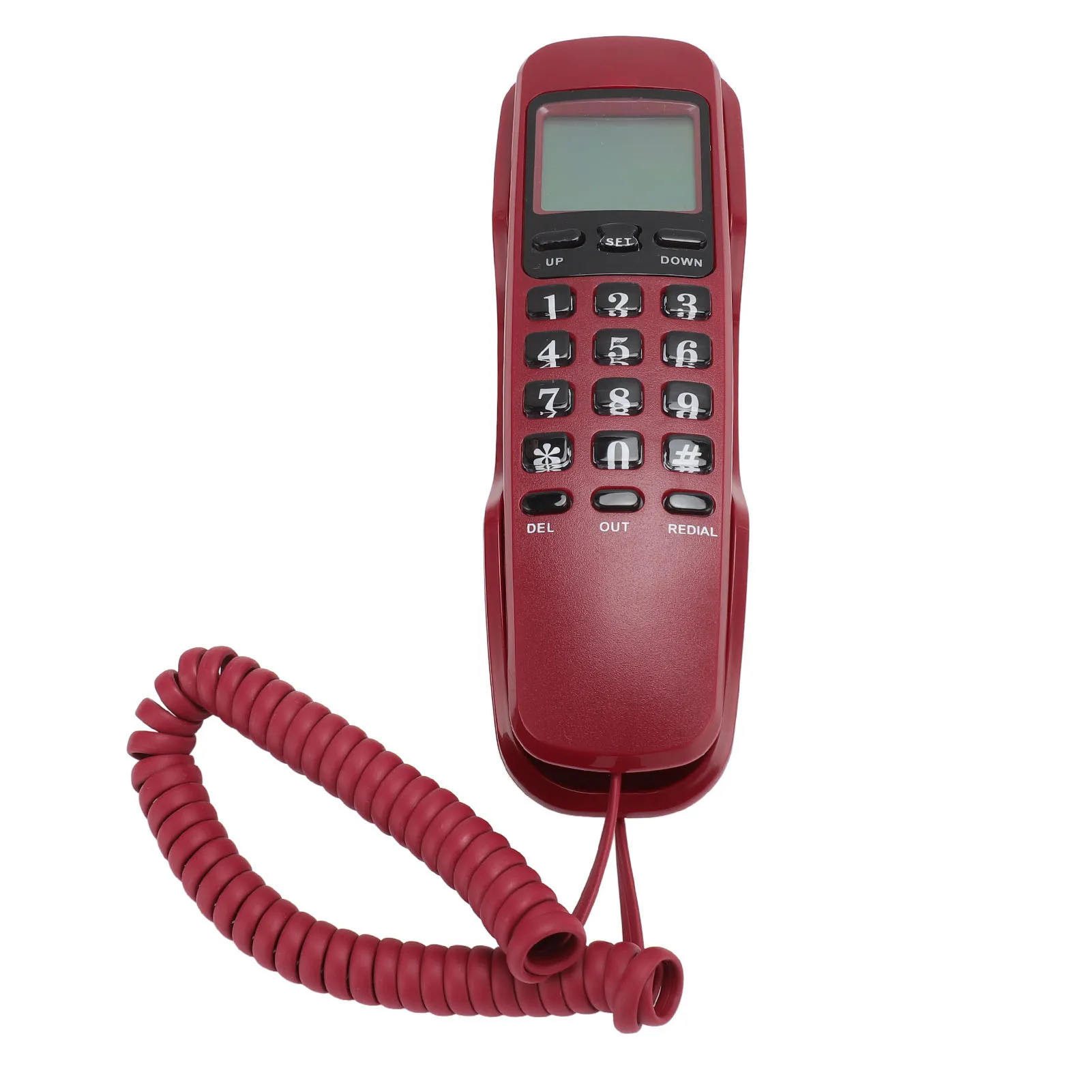هاتف سلكي مثبت على الحائط مع عرض معرف المتصل ، هاتف أرضي ، هاتف ثابت سلكي لسطح المكتب للمنزل والفندق والمكتب والأحمر