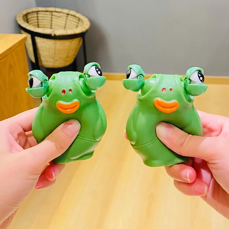 1pcs Decompression Gaze Green Headed Monster Pinch Music Toy Creative Desktop Ornaments Healing Gifts  Squishy Rebunging