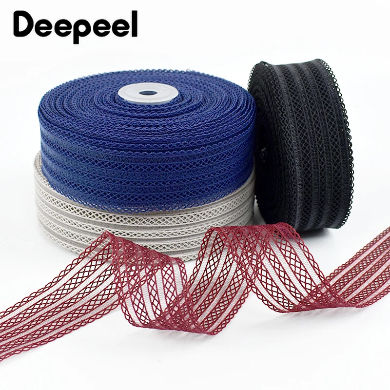 10/20Yards 18/35mm Wave Elastic Bands Lace Mesh Trim Ribbon Tape Underwear Bikini Decoration Rubber Strap DIY Sewing Accessories