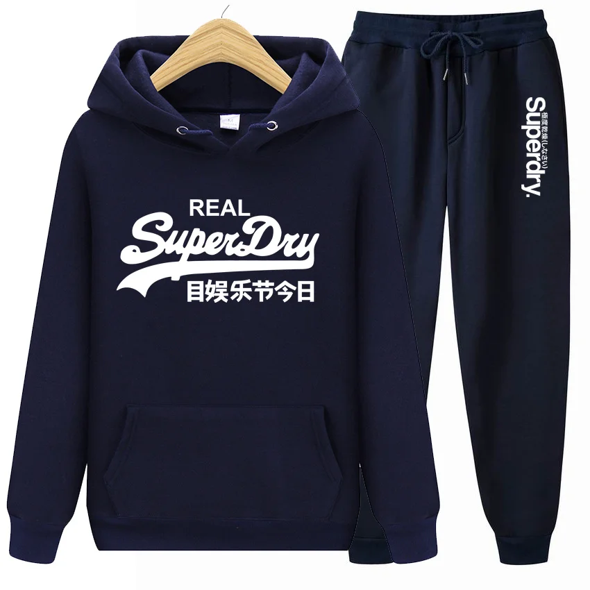 Brand Print Tracksuit Men Pullover Hooded Sweatshirt and Sweatpants Two Pieces Suits Male Casual Fitness Jogging Sports Sets