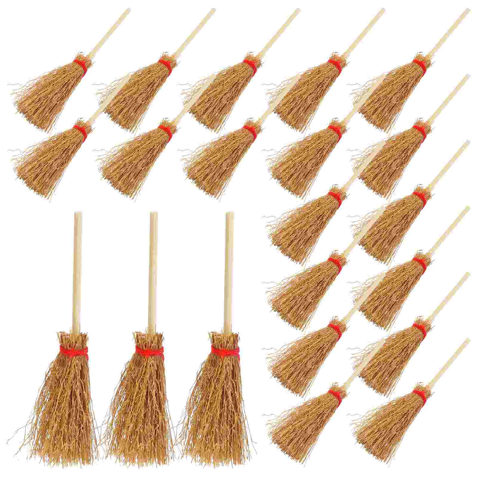 50 Pcs Mini Broom The House Simulated Brooms Decor Accessories Props Playhouse Wood Miniature Desktop