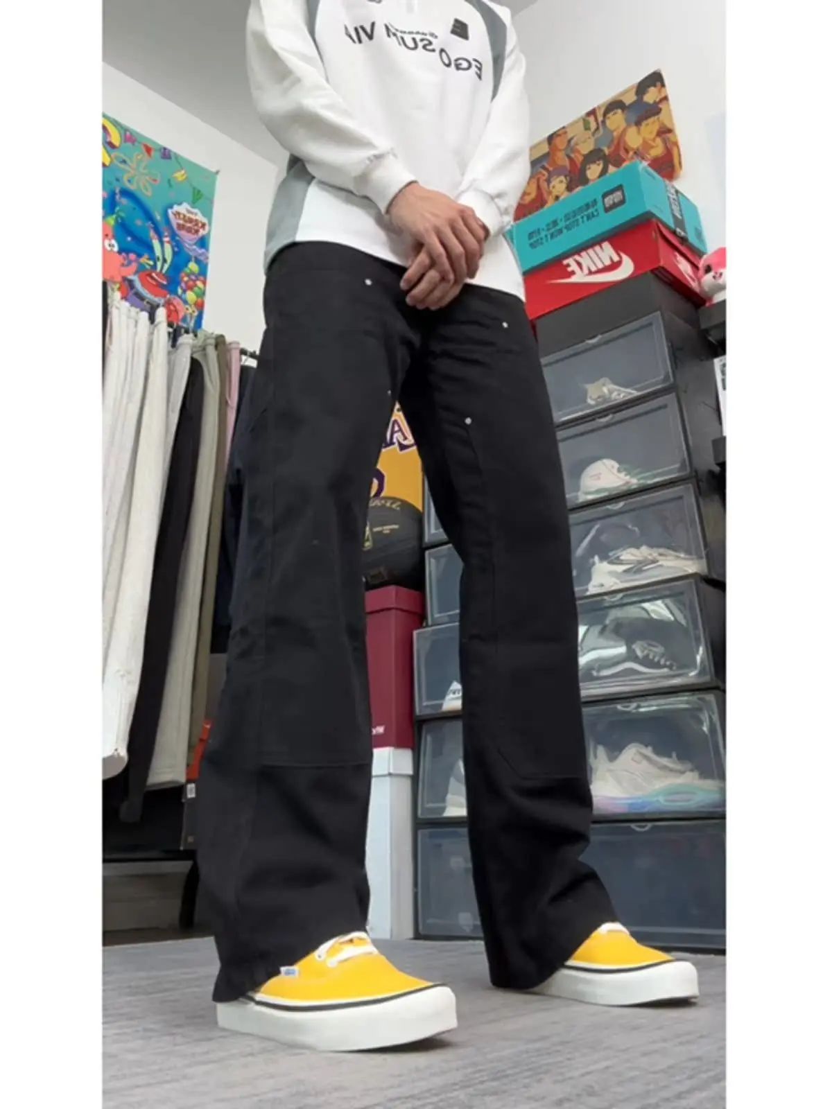 Bla Workwear Pants Men's Spring Autumn Sle Cleanfit Knee Logging B0 Design Sense Pants Straight Leg Cotton Blend Casual ...