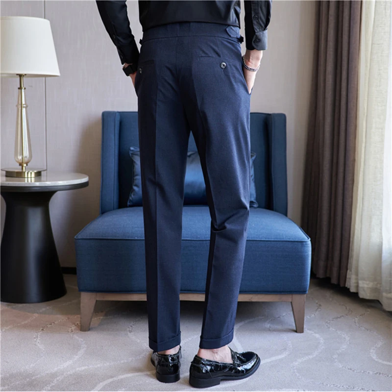 High-quality 2024 Men\'s Naples Trousers, Men\'s High-waisted Casual Pants Slim-fit Suit Trousers 28-38 Classic Formal Dress Pants