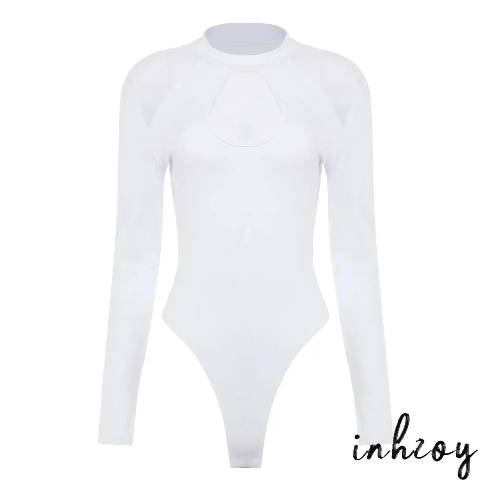 

Womens Elegant Gymnastics Dance Leotard Sheer Mesh Patchwork Bodysuit Long Sleeve Buttoned Crotch Stretchy Leotard Jumpsuit