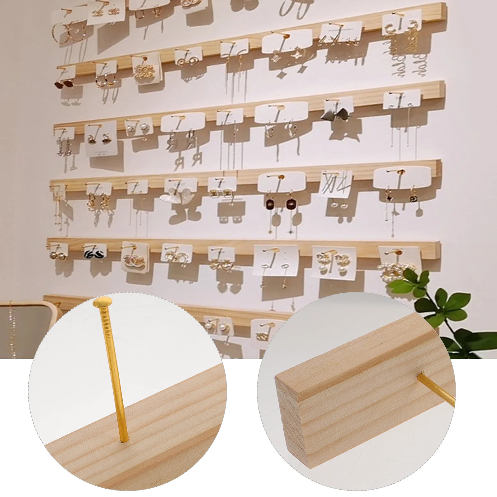 

1Set Wooden Jewelry Organizer Necklace Holder Wall Mounted Durable Earring Bracelet Display Rack Practical Wall Jewelry Hanger