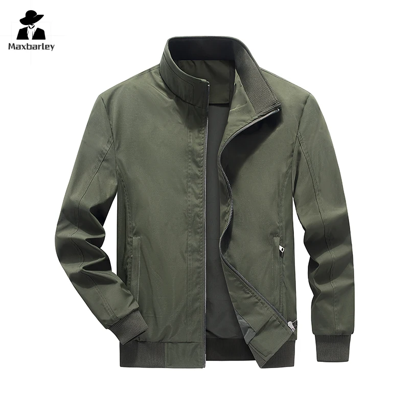 2024 New Business Jacket Men's Autumn Fashion Slim Solid Color Zipper Jacket Men's Sports Casual Baseball Collar Windproof Coat