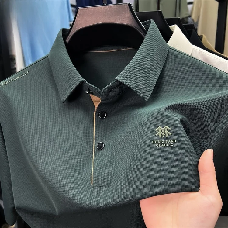 

Летняя повседневная свободная мужская футболка с коротким рукавом, дышащая, модная, деловая, стандартного кроя, с принтом, не требует глажки