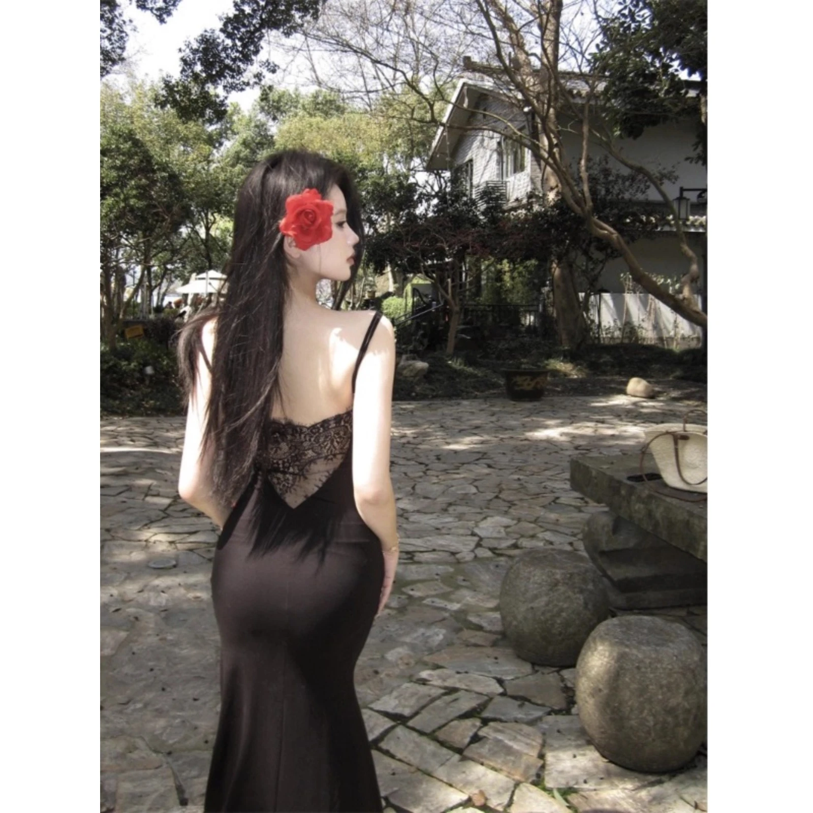 Dresses Sleeveless Womens White For Woman Wedding Spring French Style Ethnic Cake Dress Belted Waist Flocking Lace-Up Flower Y2K