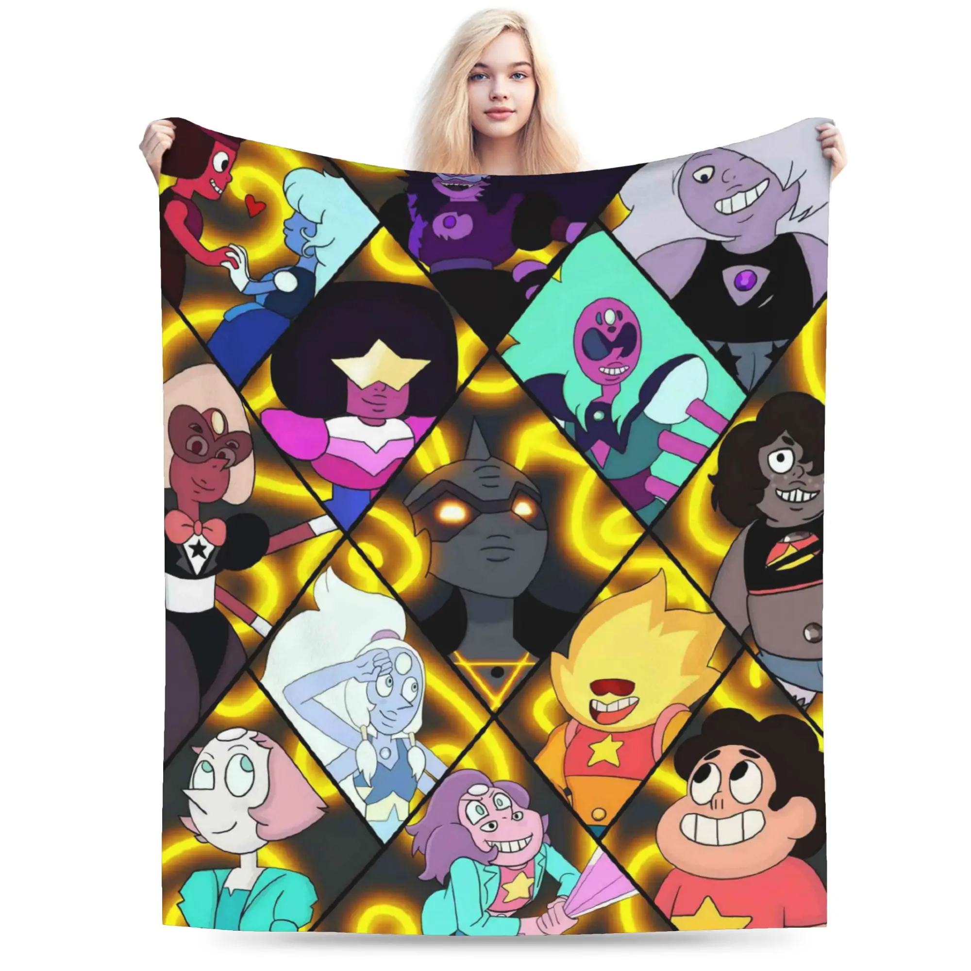 Custom Steven Universe 3D Printed Soft Flannel Fleece Warm Children Gift Cartoon Throw Blankets for Travel Bed Sofa Bedspreads