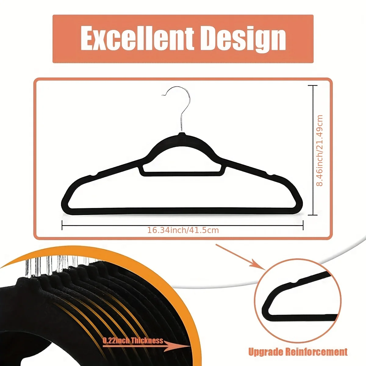 Flocking Hanger, Non Slip Support, Hanging Type, Unmarked Hanger, Non Slip Plastic Hanger, Seamless Wardrobe Hanger