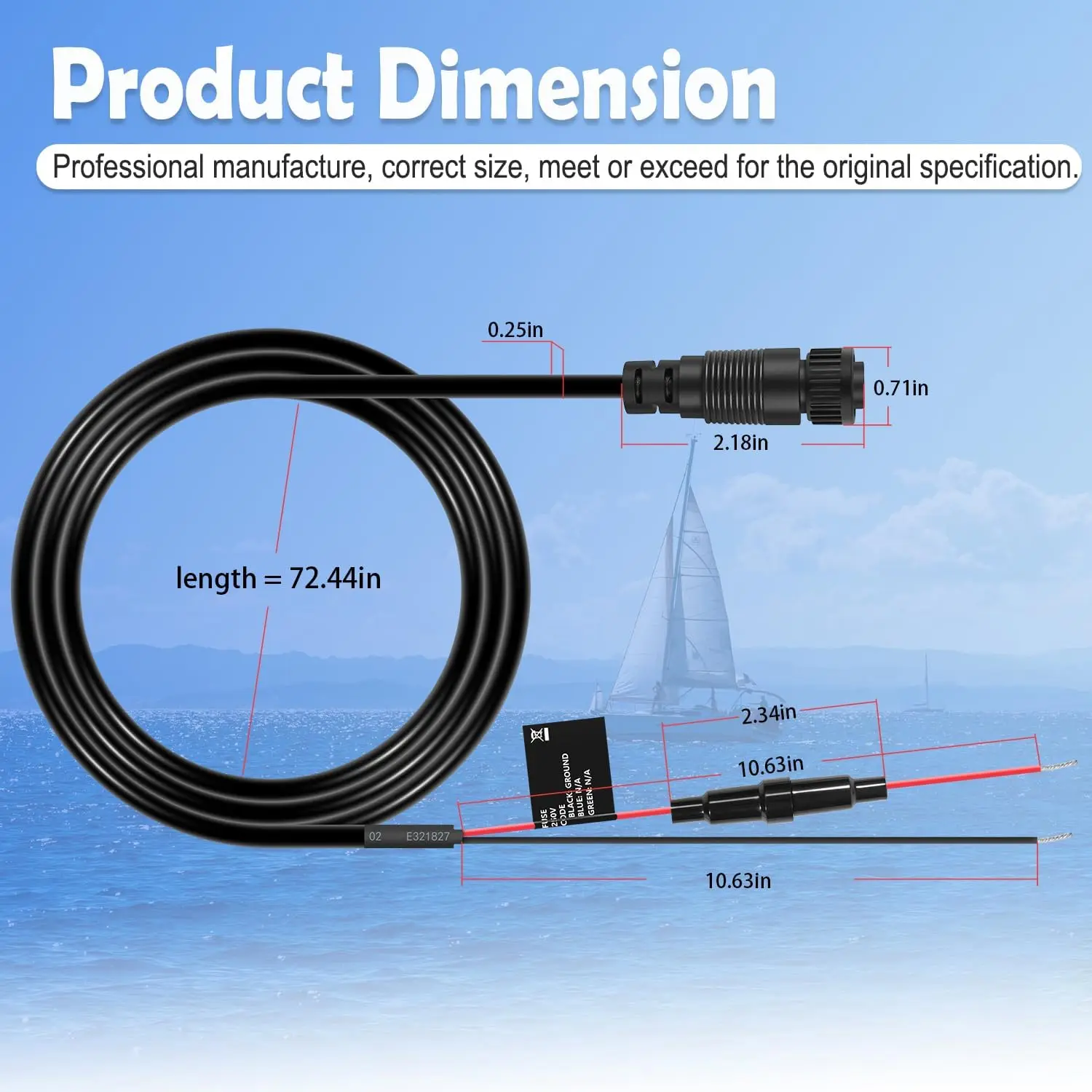 ANX 010-10553-00 Stromkabel, 7-poliges Netzkabel, passend für Garmin GMS 10 Network Port Expander, wasserdicht/stabile Stromversorgung – Detail 2