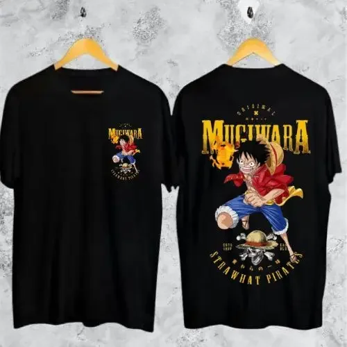 ONE PIECE Anime Peripheral Clothes Short-sleeved Men's and Women's Cartoon T-shirt Y2K Cotton Print Tee Harajuku Streetwear Tops