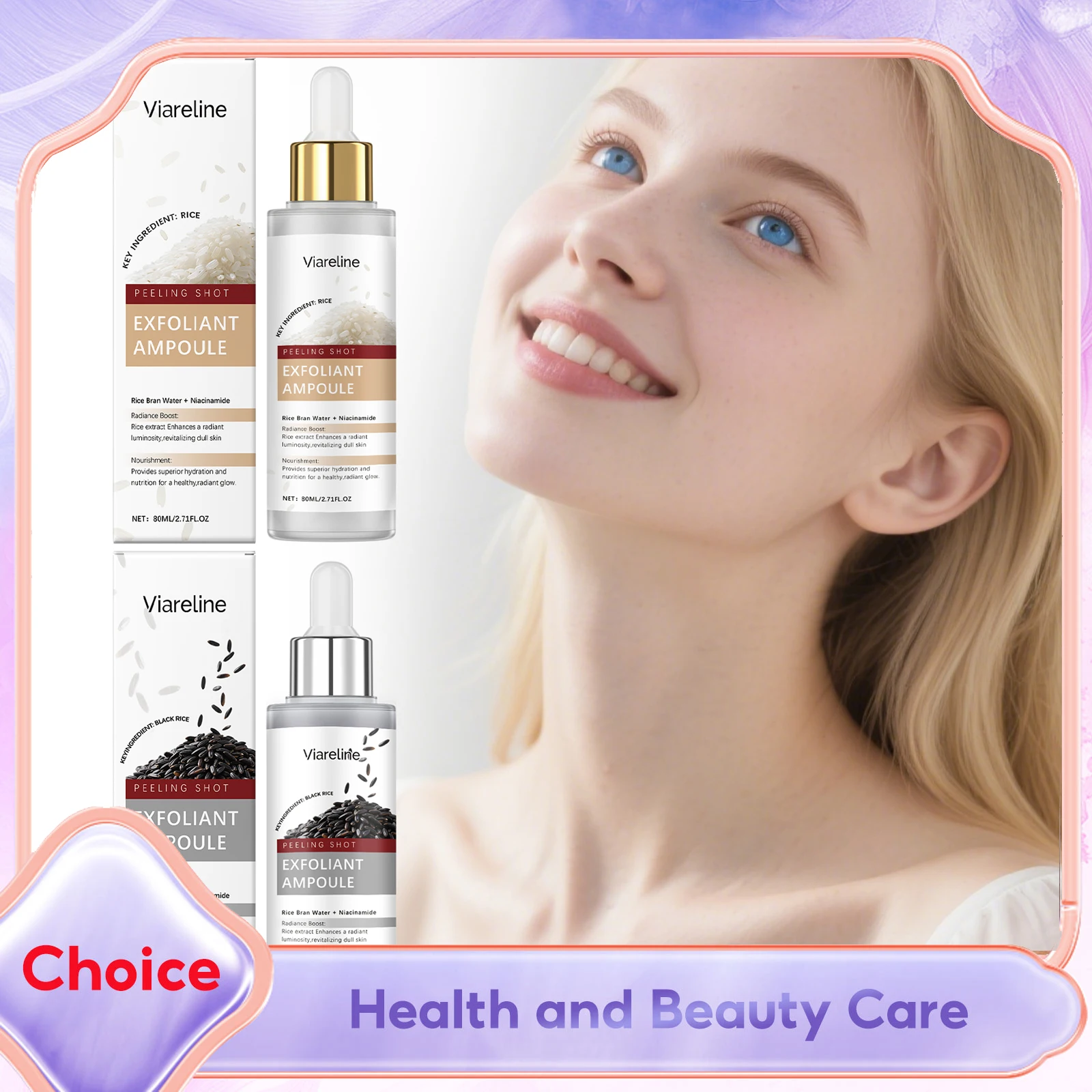 

White Black Rice Peeling Ampoule Soft Exfoliating Face Body Scrub Dead Skin Remover Pore Minimizer Brightening Hydrating Serum