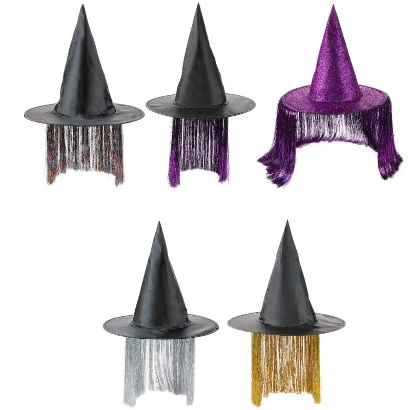 39BD Black Witch Hat Halloween Costume Essential Comfortable Design Adult Youth Size