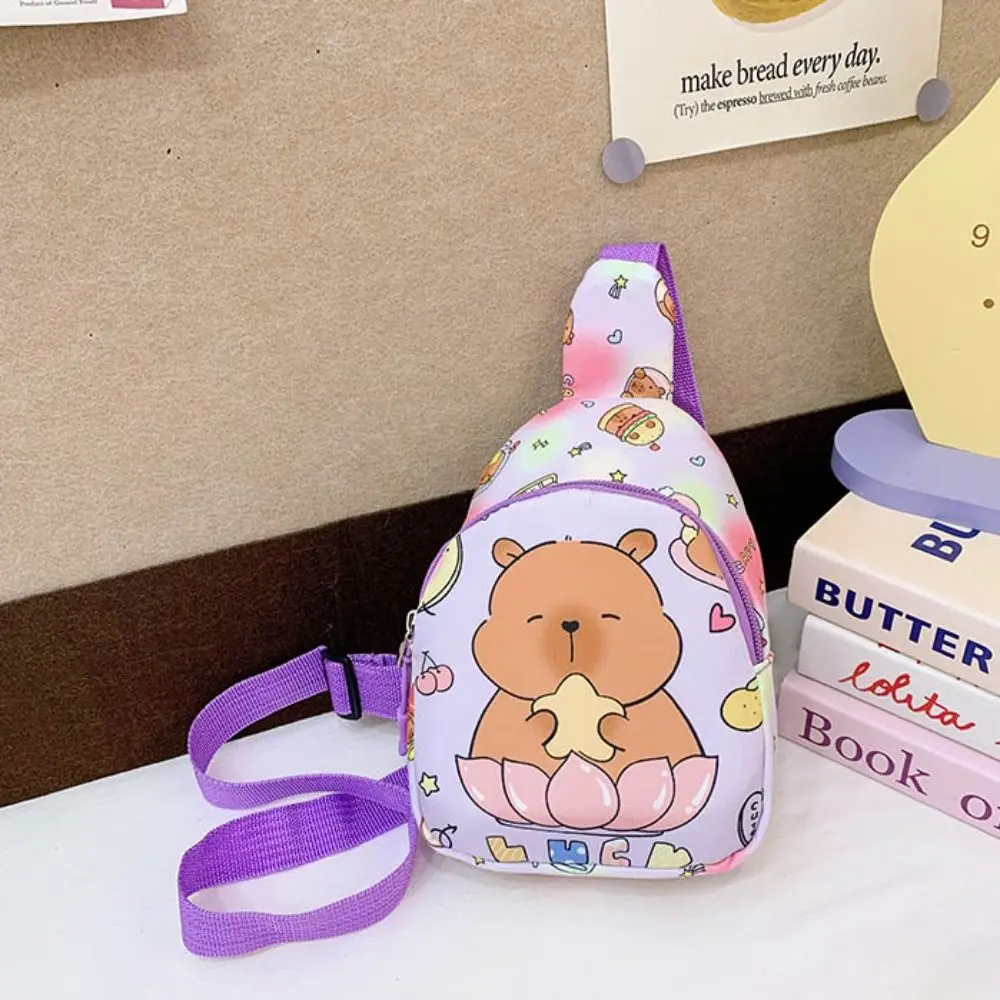 Borsa da petto Capybara in nylon di cartone animato Borsa a tracolla casual da cartone animato di grande capacità Borsa a tracolla portatile Regalo di festa