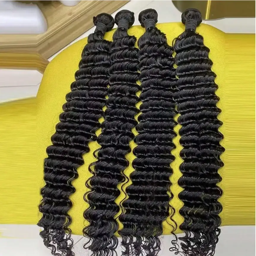 

30 32 Inch Deep Wave Human Hair Bundles Brazilian Remy Unprocessed Weaving Curly Hair 1/3/4 Bundles Weave Extensions Deals