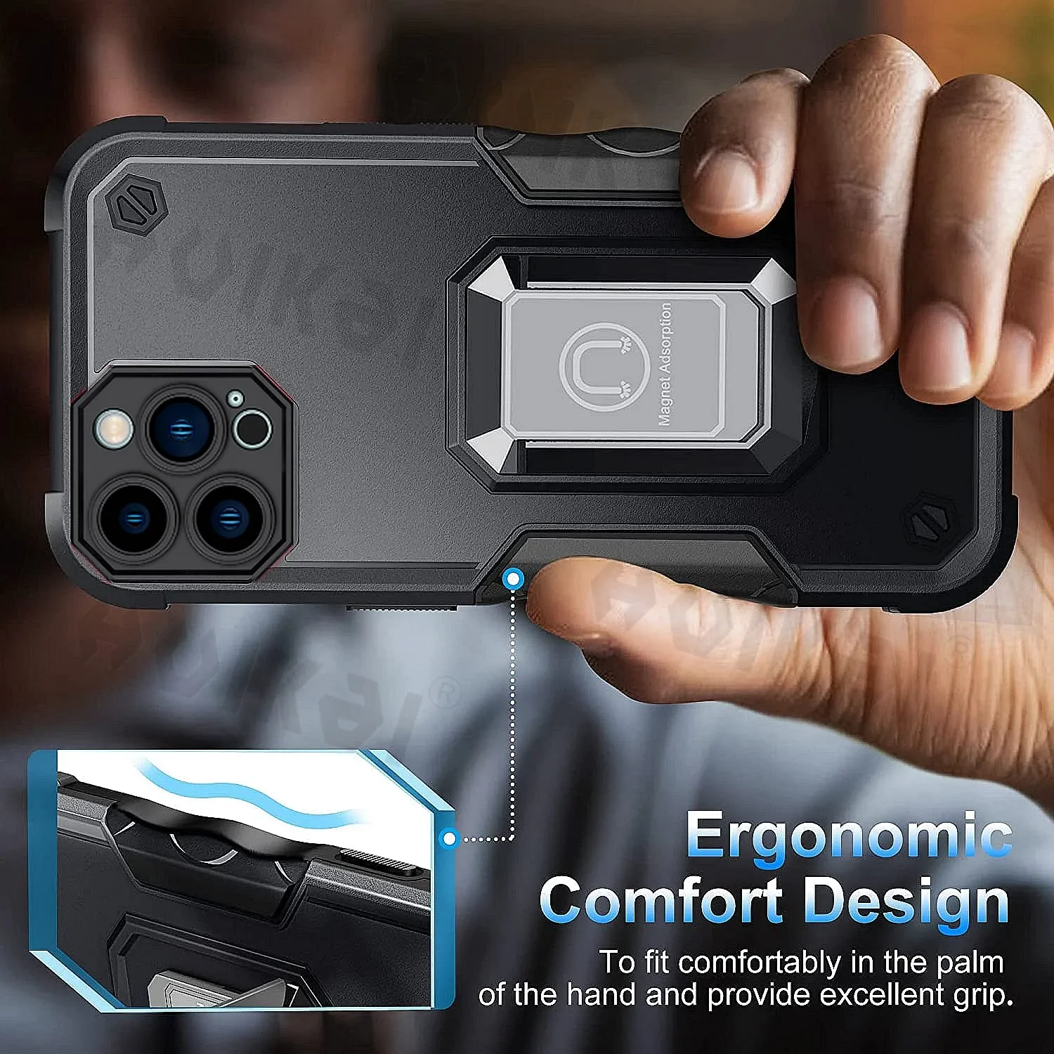 Case For iPhone 16 Pro Max 16 Plus 15 Pro 15 14 13 12 11 Shockproof Camera Protective Kickstand Holder Built-in Magnetic Covers