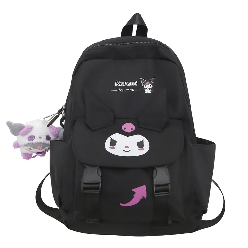 Bonito kuromi lona mochila para meninas sacos de escola portabilidade adolescentes estudante universitário grande viagem bolsa ombro mochilas escolares