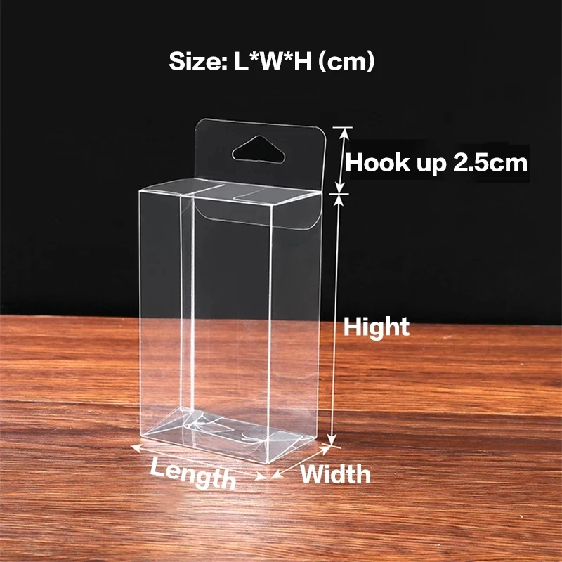 50Pcs Hook Transparent PVC Phone Case Clear Plastic Boxes Storage Jewelry Gift Box Wedding Birthday Party For Gift Packing Box