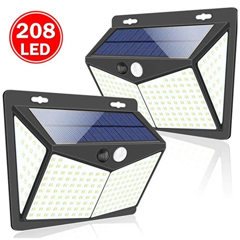 

Latest 208LED Solar Wall Light Outdoor Waterproof Advanced Human Body Sensor Street Light Suitable for Courtyard Garden Streets