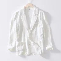 100% Cotton Breathable Men's Blazer Suit Jacket For Men Black Coat For Summer Business Lightweight Male Clothes 2024 4
