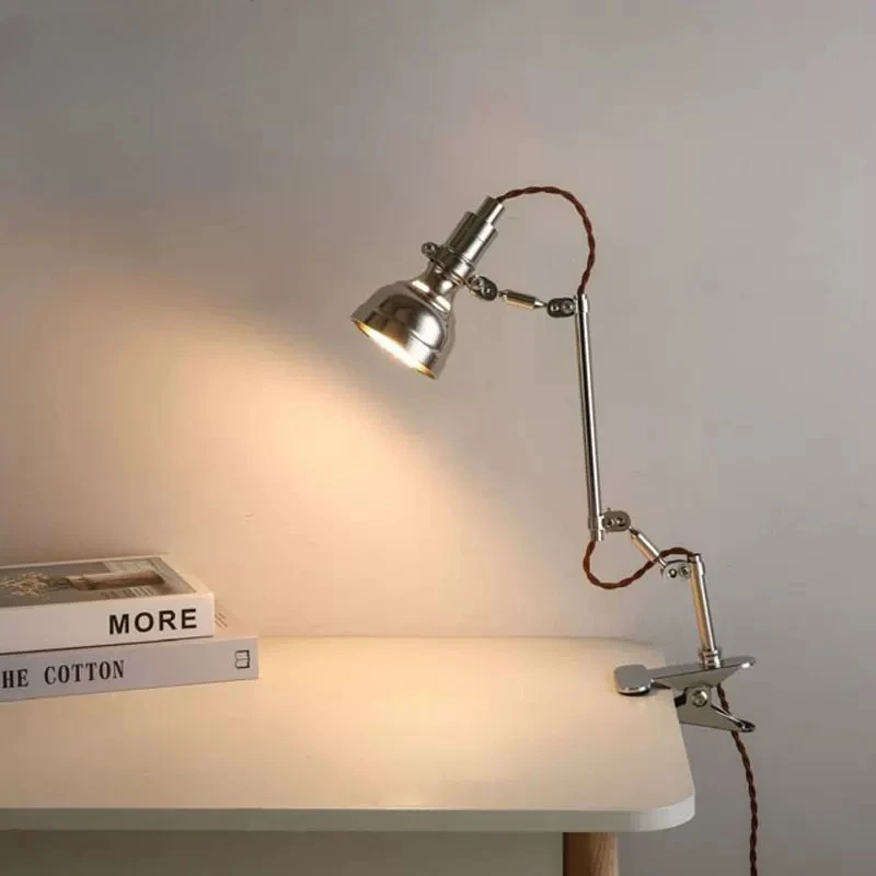 Bauhaus retro swing arm telescopic clip type desk lamp, industrial style study, work desk, multi angle reading clip lamp
