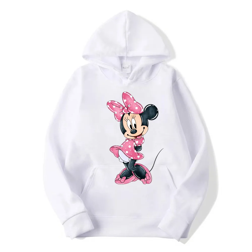 New Fashion Woman Pullover Cartoon Anime Disney Minnie Mouse Ladies Hoodies Autumn Winter Couple Sweatshirt Clothing Hot Sale