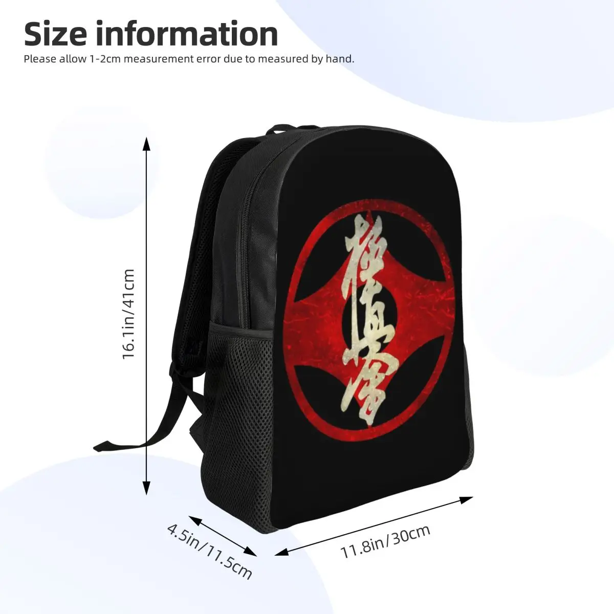 Mochilas de Karate Kyokushin para hombres y mujeres, bolsa de libros para estudiantes universitarios, se adapta a computadora portátil de 15 pulgadas, bolsas de artes marciales japonesas