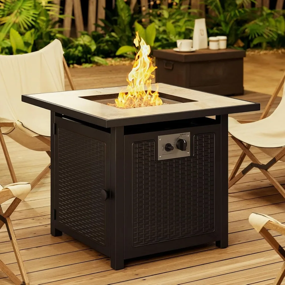 

Gizoon 30 Propane Fire Pit Table 50,000 BTU, Outdoor Fire Pit Table with Lid & Lava Rock, CSA Certified Square Fire Tables for O