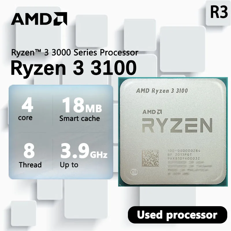 AMD Ryzen 3 3100 R3 3100 3.6 GHz Used Quad-Core Eight-Thread 65W CPU Processor L3=16M 100-000000184 Socket AM4