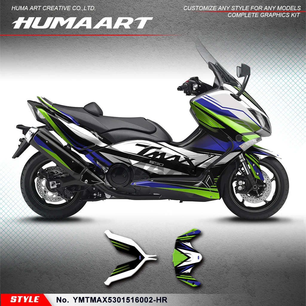 HUMAART Motorcycle Stickers Vinyl Wrap Kit for Yamaha TMAX 530 2015-2016, YMTMAX5301516002-HR