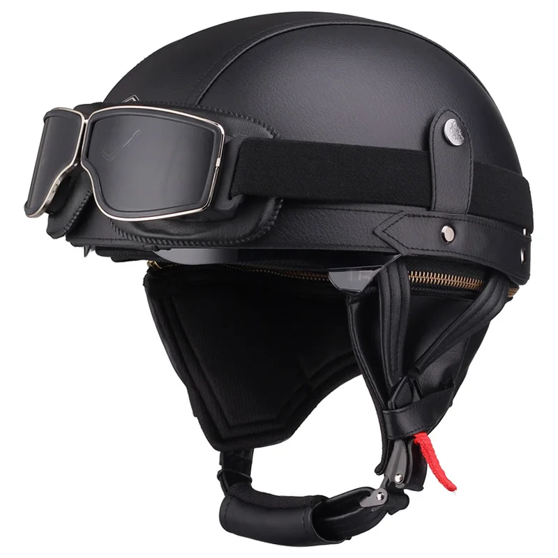 Black Half Helmet Bike Bicycle Electric Motorcycle Helmet Scooter Sport Safe Retro Summer Helmet Moto Cascos Chopper Riding