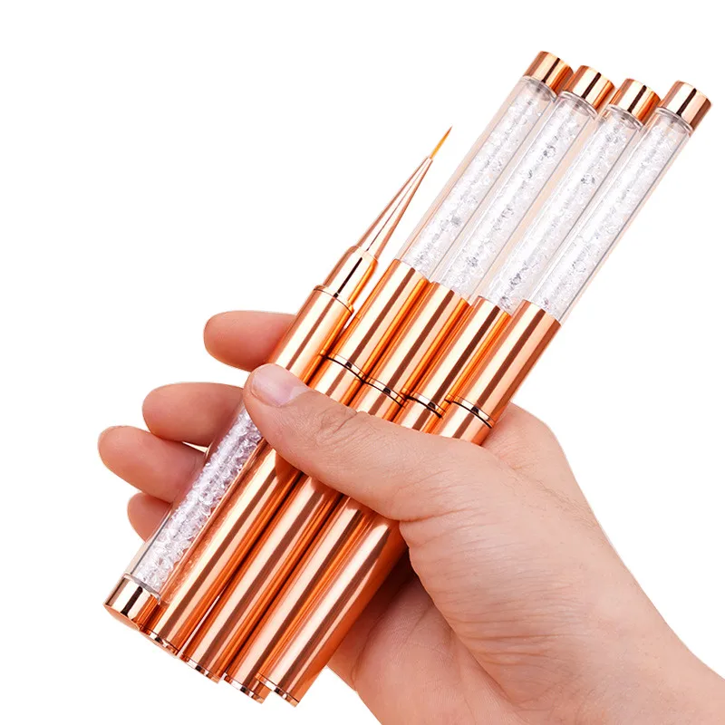 1/5/7PCS Nail Art Acrylic UV Gel Extension Builder Rhinestone Painting Brush Lines Liner Pattern Drawing Pen Manicure Tool