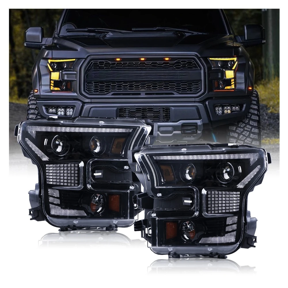 

Сверхъяркие фары для F150 15-17 с динамической анимацией DRL, одобренные DOT, светодиодные фары для F150