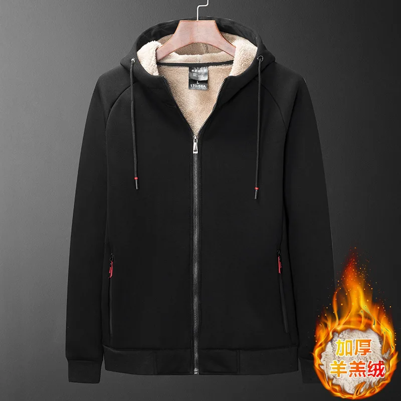 

2025 New Winter Thick Warm Men's Zip Up Hoodie Casual Loose and Oversized Hoodie Jacket Coat Sweatshirt Streetwear Men Clothing
