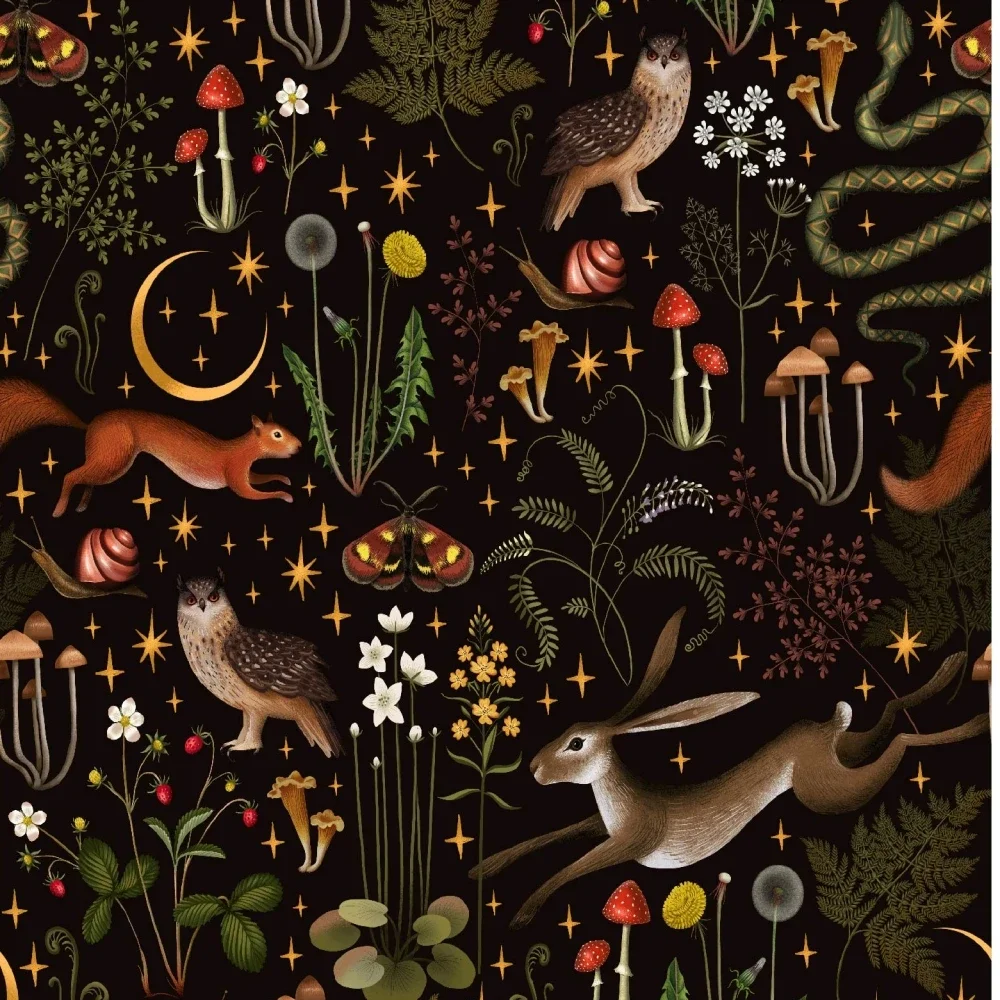 for-waterproof-self-adhesive-contact-paper-forest-plant-animals-wallpaper-woodland-mushroom-owl-and-squirrel-vanity-home-deco